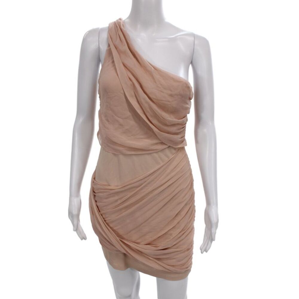 Alice + Olivia Womens Beige Bodycon Mini Dress Sleeveless Size S